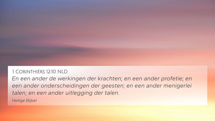 1 Corinthiërs 12:10 NLD Bible Verse Image