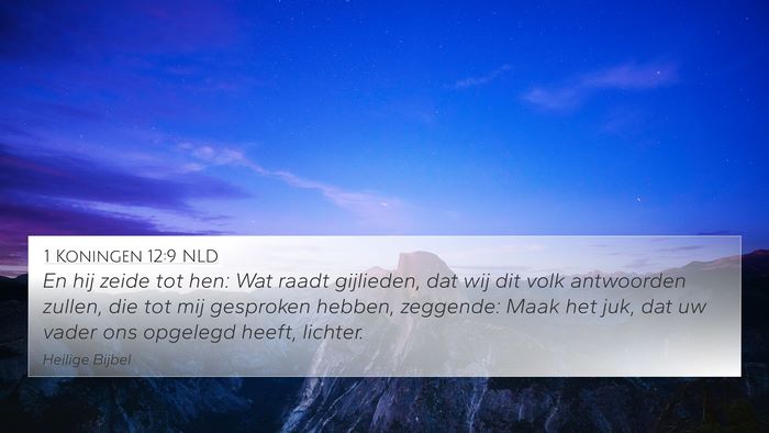 1 Koningen 12:9 NLD 4K Wallpaper - En hij zeide tot hen: Wat raadt gijlieden, dat - 4K Wallpaper Bible Verse