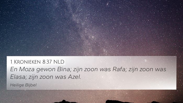 1 Kronieken 8:37 NLD 4K Wallpaper - En Moza gewon Bina; zijn zoon was Rafa; zijn zoon - 4K Wallpaper Bible Verse