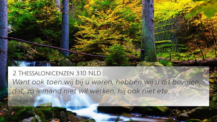 2 Thessalonicenzen 3:10 NLD Bible Verse Image