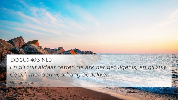 Exodus 40:3 NLD 4K Wallpaper - En gij zult aldaar zetten de ark der getuigenis; - 4K Wallpaper Bible Verse
