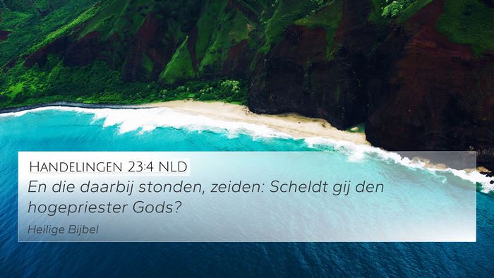 Handelingen 23:4 NLD 4K Wallpaper - En die daarbij stonden, zeiden: Scheldt gij den - 4K Wallpaper Bible Verse