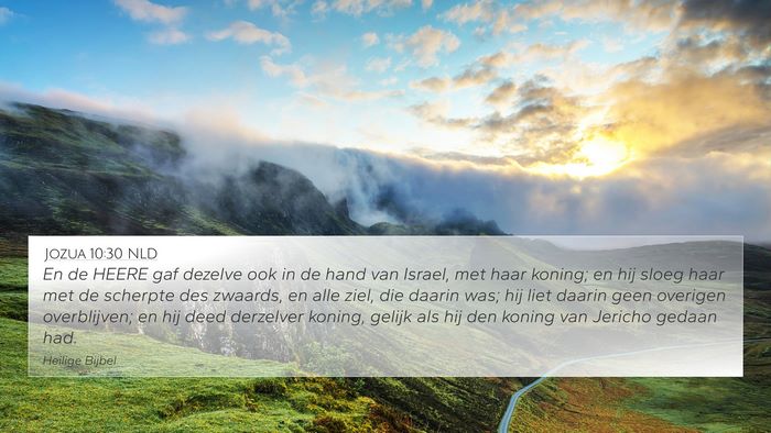 Jozua 10:30 NLD Bible Verse Image