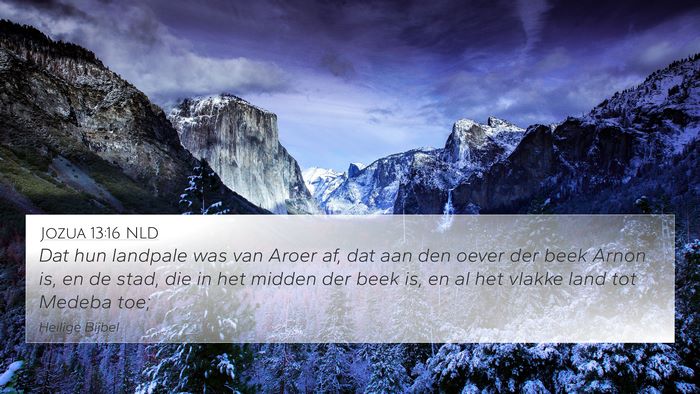 Jozua 13:16 NLD Bible Verse Image