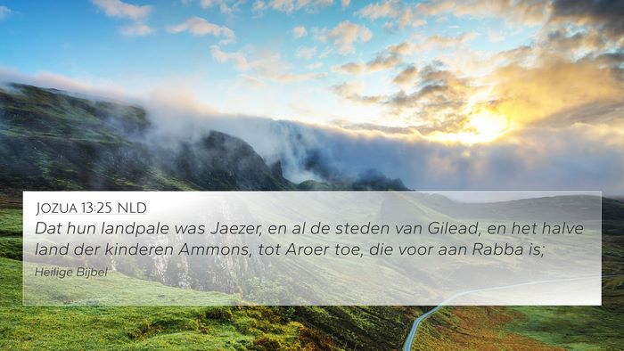 Jozua 13:25 NLD Bible Verse Image