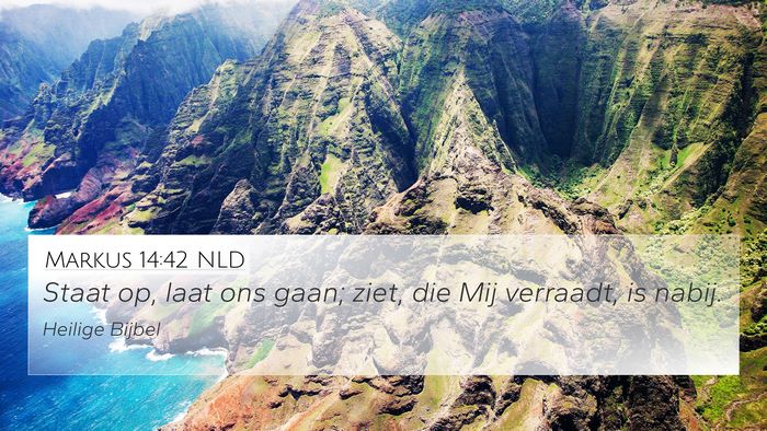 Markus 14:42 NLD 4K Wallpaper - Staat op, laat ons gaan; ziet, die Mij verraadt, - 4K Wallpaper Bible Verse