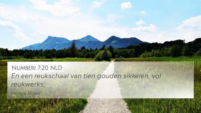 Numberi 7:20 NLD 4K Wallpaper - En een reukschaal van tien gouden sikkelen, vol - 4K Wallpaper Bible Verse