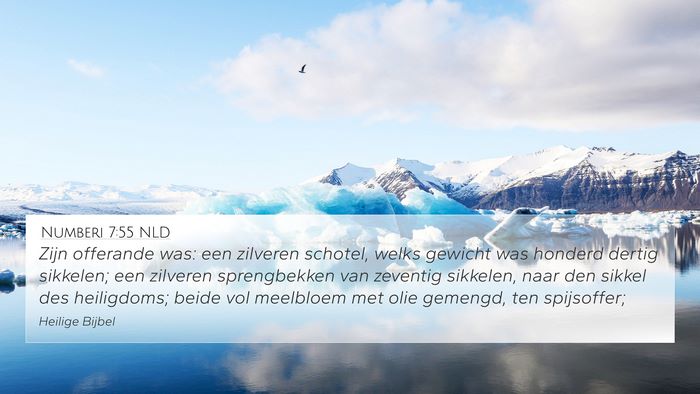 Numberi 7:55 NLD 4K Wallpaper - Zijn offerande was: een zilveren schotel, welks - 4K Wallpaper Bible Verse