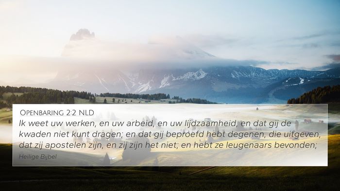 Openbaring 2:2 NLD Bible Verse Image