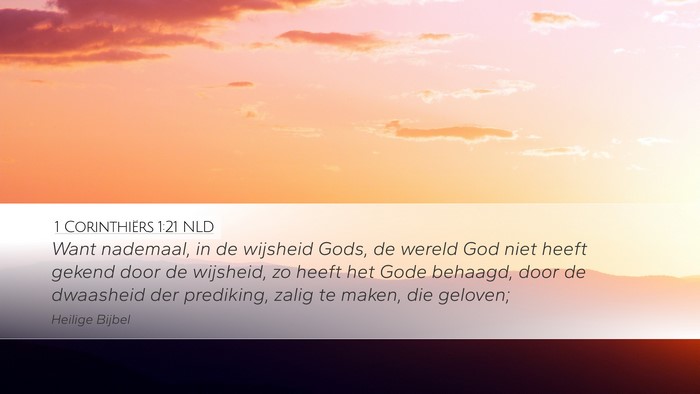 1 Corinthiërs 1:21 NLD Bible Verse Image