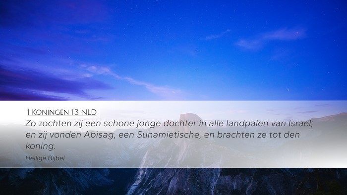 1 Koningen 1:3 NLD Bible Verse Image