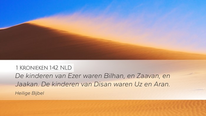 1 Kronieken 1:42 NLD Desktop Wallpaper - De kinderen van Ezer waren Bilhan, en Zaavan, en - Desktop Bible Verse Wallpaper
