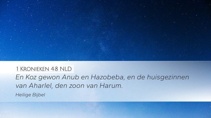 1 Kronieken 4:8 NLD Desktop Wallpaper - En Koz gewon Anub en Hazobeba, en de huisgezinnen - Desktop Bible Verse Wallpaper