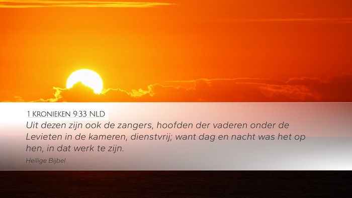 1 Kronieken 9:33 NLD Bible Verse Image