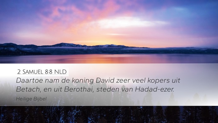 2 Samuël 8:8 NLD Desktop Wallpaper - Daartoe nam de koning David zeer veel kopers uit - Desktop Bible Verse Wallpaper