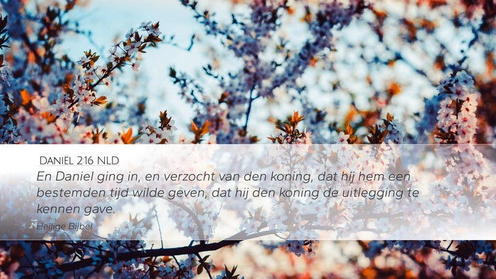 Daniël 2:16 NLD Desktop Wallpaper - En Daniel ging in, en verzocht van den koning, - Desktop Bible Verse Wallpaper