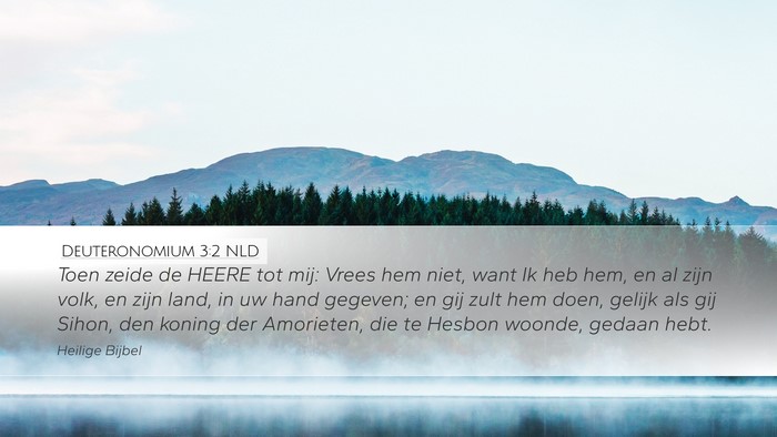 Deuteronomium 3:2 NLD Desktop Wallpaper - Toen zeide de HEERE tot mij: Vrees hem niet, want - Desktop Bible Verse Wallpaper