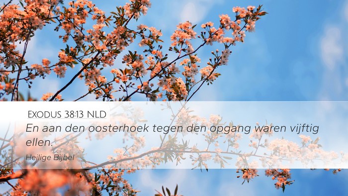 Exodus 38:13 NLD Desktop Wallpaper - En aan den oosterhoek tegen den opgang waren - Desktop Bible Verse Wallpaper