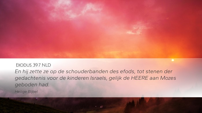 Exodus 39:7 NLD Desktop Wallpaper - En hij zette ze op de schouderbanden des efods, - Desktop Bible Verse Wallpaper