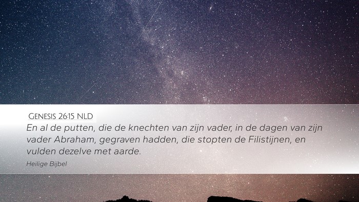 Genesis 26:15 NLD Desktop Wallpaper - En al de putten, die de knechten van zijn vader, - Desktop Bible Verse Wallpaper
