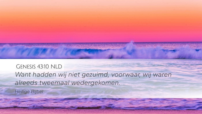 Genesis 43:10 NLD Desktop Wallpaper - Want hadden wij niet gezuimd, voorwaar, wij waren - Desktop Bible Verse Wallpaper