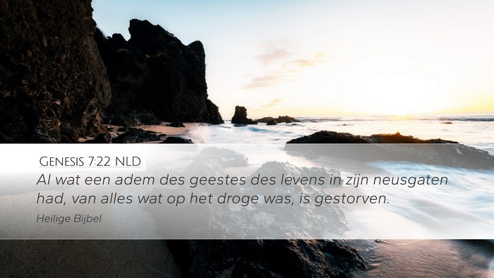 Genesis 7:22 NLD Desktop Wallpaper - Al wat een adem des geestes des levens in zijn - Desktop Bible Verse Wallpaper