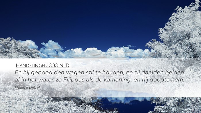 Handelingen 8:38 NLD Desktop Wallpaper - En hij gebood den wagen stil te houden; en zij - Desktop Bible Verse Wallpaper