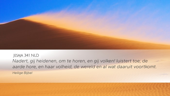 Jesaja 34:1 NLD Bible Verse Image