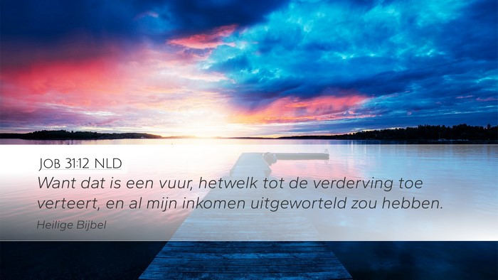 Job 31:12 NLD Desktop Wallpaper - Want dat is een vuur, hetwelk tot de verderving - Desktop Bible Verse Wallpaper