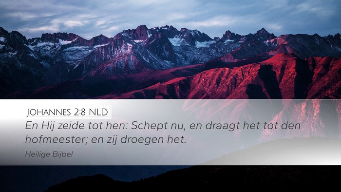Johannes 2:8 NLD Desktop Wallpaper - En Hij zeide tot hen: Schept nu, en draagt het - Desktop Bible Verse Wallpaper
