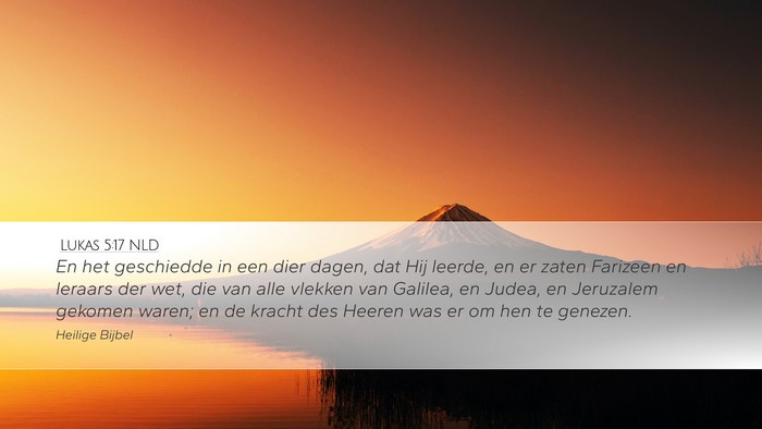 Lukas 5:17 NLD Desktop Wallpaper - En het geschiedde in een dier dagen, dat Hij - Desktop Bible Verse Wallpaper