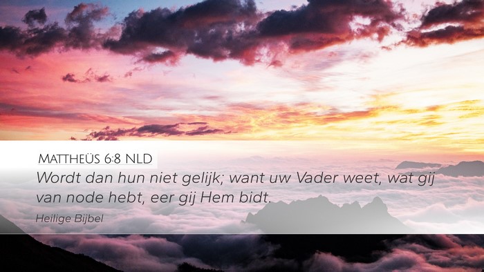 Mattheüs 6:8 NLD Desktop Wallpaper - Wordt dan hun niet gelijk; want uw Vader weet, - Desktop Bible Verse Wallpaper