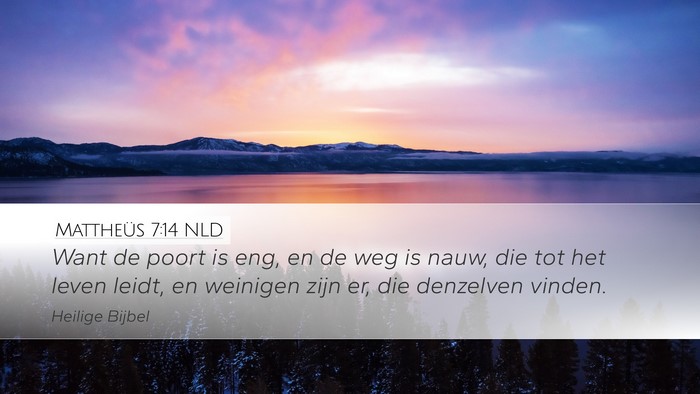 Mattheüs 7:14 NLD Bible Verse Image