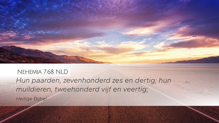 Nehemia 7:68 NLD Desktop Wallpaper - Hun paarden, zevenhonderd zes en dertig; hun - Desktop Bible Verse Wallpaper
