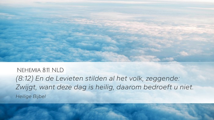 Nehemia 8:11 NLD Desktop Wallpaper - (8:12) En de Levieten stilden al het volk, - Desktop Bible Verse Wallpaper