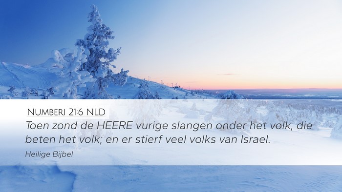 Numberi 21:6 NLD Desktop Wallpaper - Toen zond de HEERE vurige slangen onder het volk, - Desktop Bible Verse Wallpaper