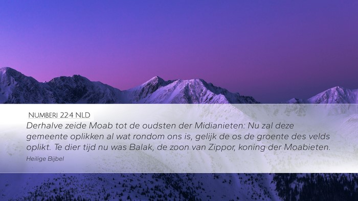 Numberi 22:4 NLD Desktop Wallpaper - Derhalve zeide Moab tot de oudsten der - Desktop Bible Verse Wallpaper