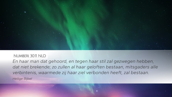 Numberi 30:11 NLD Desktop Wallpaper - En haar man dat gehoord, en tegen haar stil zal - Desktop Bible Verse Wallpaper