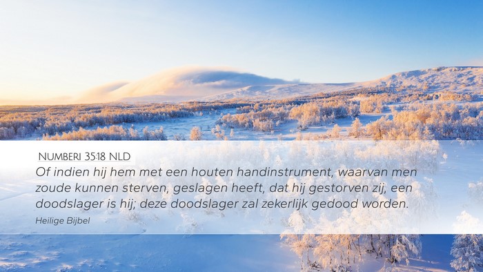 Numberi 35:18 NLD Desktop Wallpaper - Of indien hij hem met een houten handinstrument, - Desktop Bible Verse Wallpaper