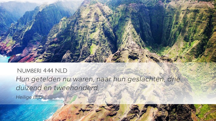 Numberi 4:44 NLD Desktop Wallpaper - Hun getelden nu waren, naar hun geslachten, drie - Desktop Bible Verse Wallpaper
