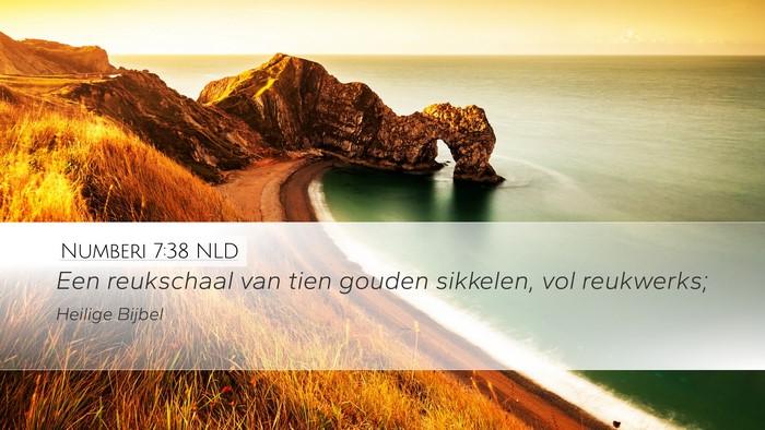 Numberi 7:38 NLD Desktop Wallpaper - Een reukschaal van tien gouden sikkelen, vol - Desktop Bible Verse Wallpaper