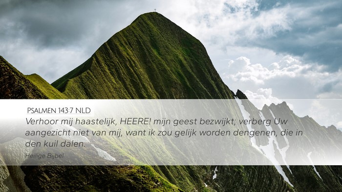 Psalmen 143:7 NLD Desktop Wallpaper - Verhoor mij haastelijk, HEERE! mijn geest - Desktop Bible Verse Wallpaper