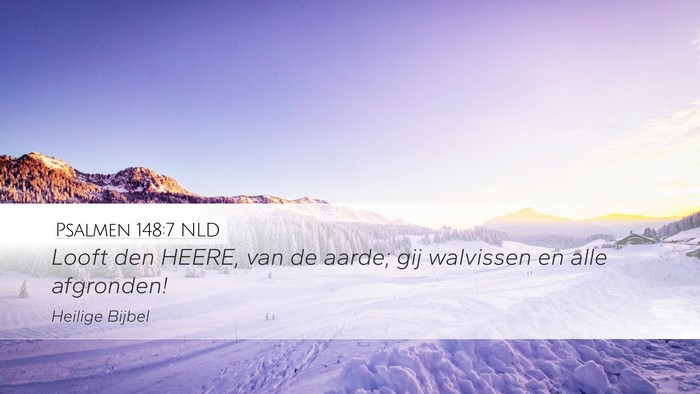 Psalmen 148:7 NLD Desktop Wallpaper - Looft den HEERE, van de aarde; gij walvissen en - Desktop Bible Verse Wallpaper