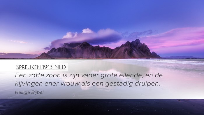 Spreuken 19:13 NLD Desktop Wallpaper - Een zotte zoon is zijn vader grote ellende; en de - Desktop Bible Verse Wallpaper