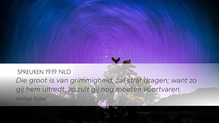 Spreuken 19:19 NLD Desktop Wallpaper - Die groot is van grimmigheid, zal straf dragen; - Desktop Bible Verse Wallpaper