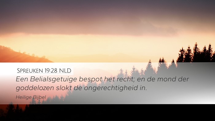 Spreuken 19:28 NLD Desktop Wallpaper - Een Belialsgetuige bespot het recht; en de mond - Desktop Bible Verse Wallpaper