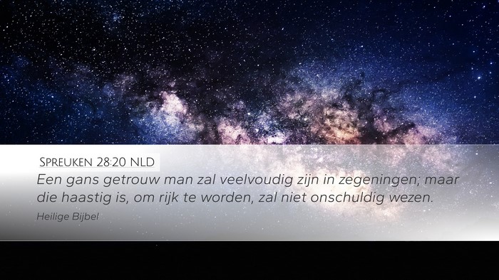 Spreuken 28:20 NLD Bible Verse Image