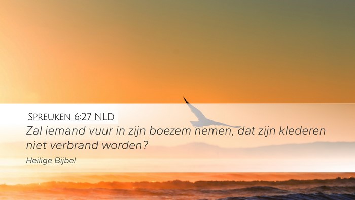 Spreuken 6:27 NLD Desktop Wallpaper - Zal iemand vuur in zijn boezem nemen, dat zijn - Desktop Bible Verse Wallpaper