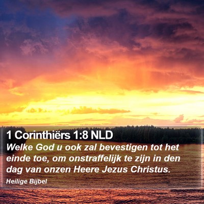 1 Corinthiërs 1:8 NLD Bible Verse Image