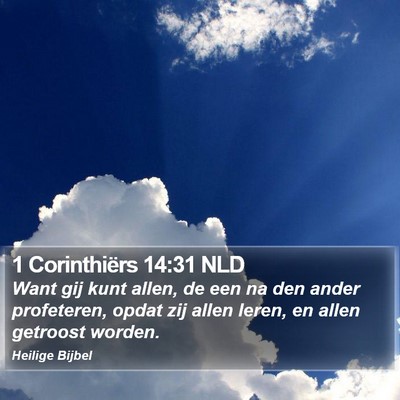 1 Corinthiërs 14:31 NLD Bible Verse Image
